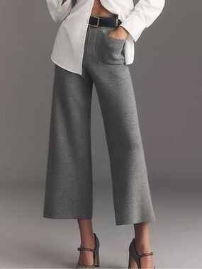 Anthropologie - The Colette Sweater Knit Crop Wide-Leg Pants by Maeve- Small